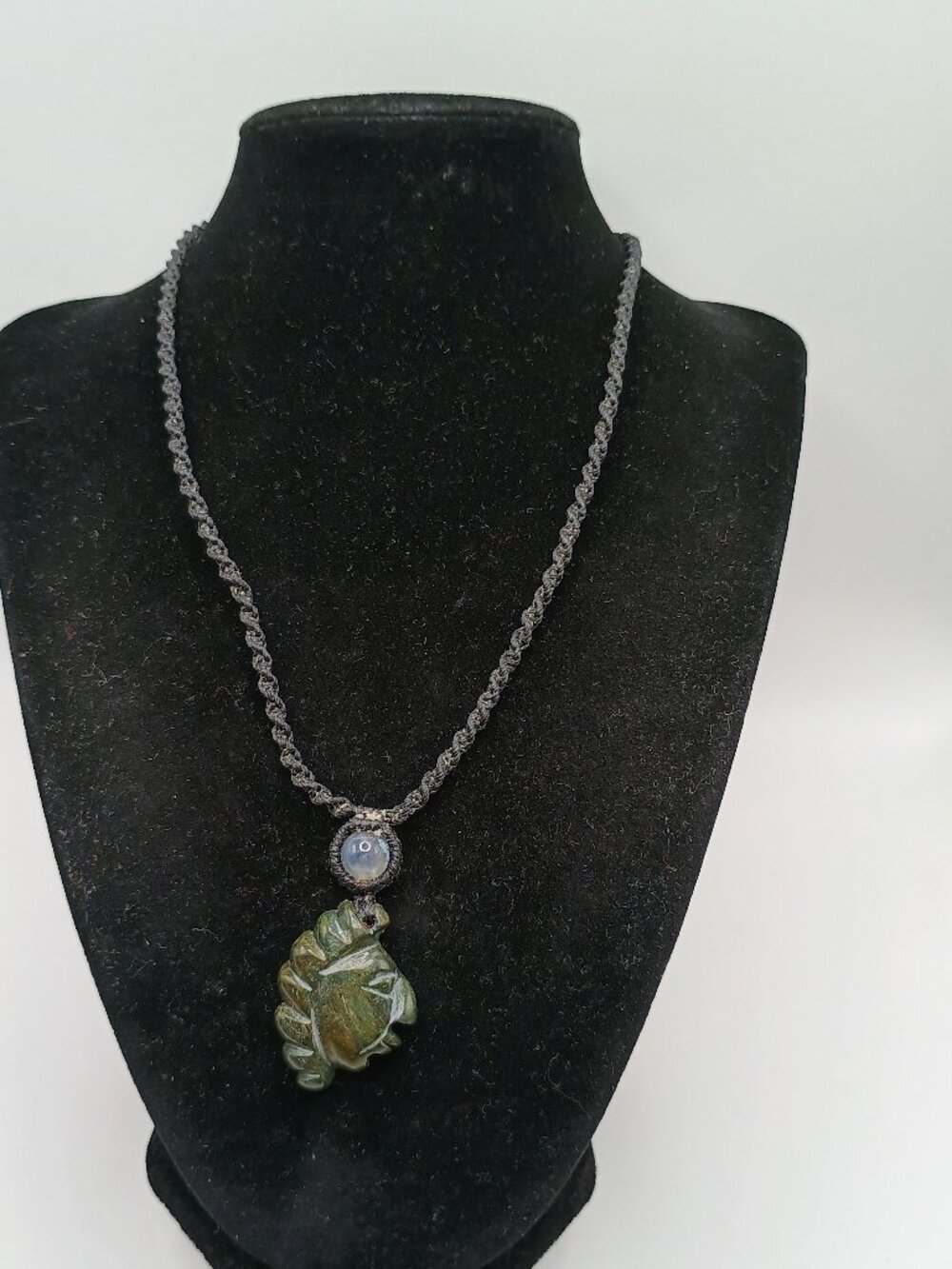 Handmade Macrame Necklace with Natural Stone and Inca Face